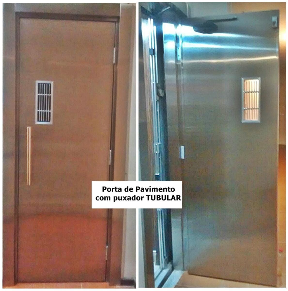 Mostruário de porta de pavimento com puxador tubular