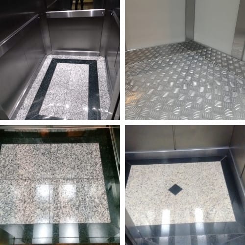 Modelos de piso para cabina de elevador executados pela Embelezart